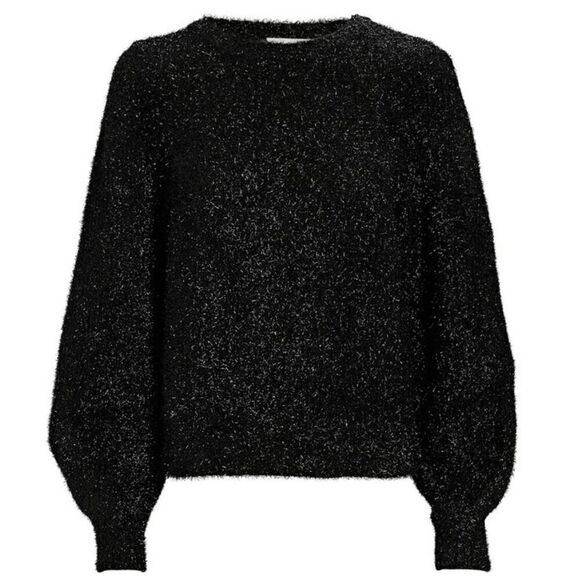 Ronny Kobo Carina Sparkle Metallic Puff Balloon Sweater in Black NWT Size Medium - Picture 1 of 8